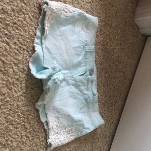 Teal lace side shorts